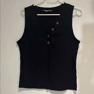 Black Sleeveless Buttoned details tank